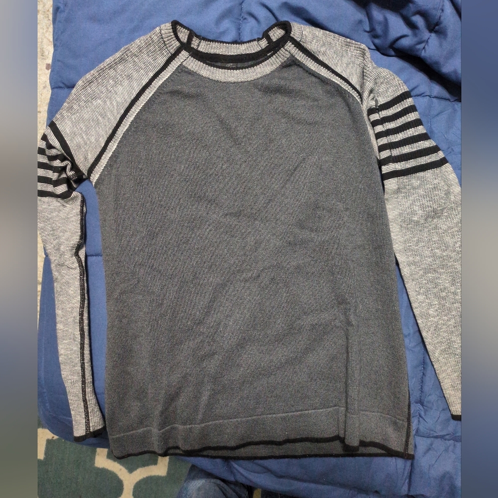 prAna Breathe Womens Medium Wool Blend Knit Striped Color Block Crewneck Sweater